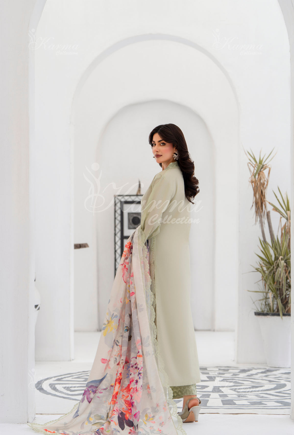 Afsana By KARMA COLLECTION (1386) Glacial GreenChikankari Edit Latest Volume Causal 3 piece Suit