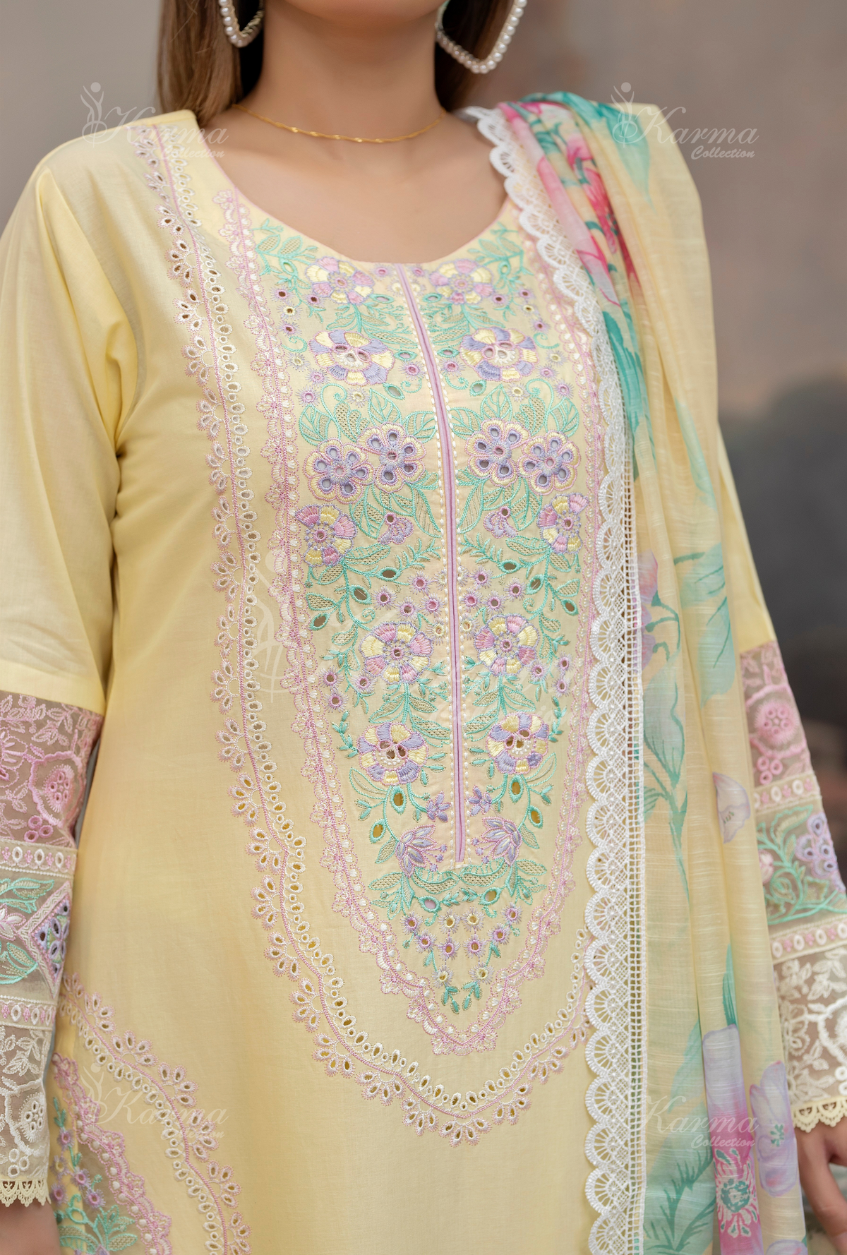 Karma Collection PASTEL YELLOW KC-1451- Eid Colletion