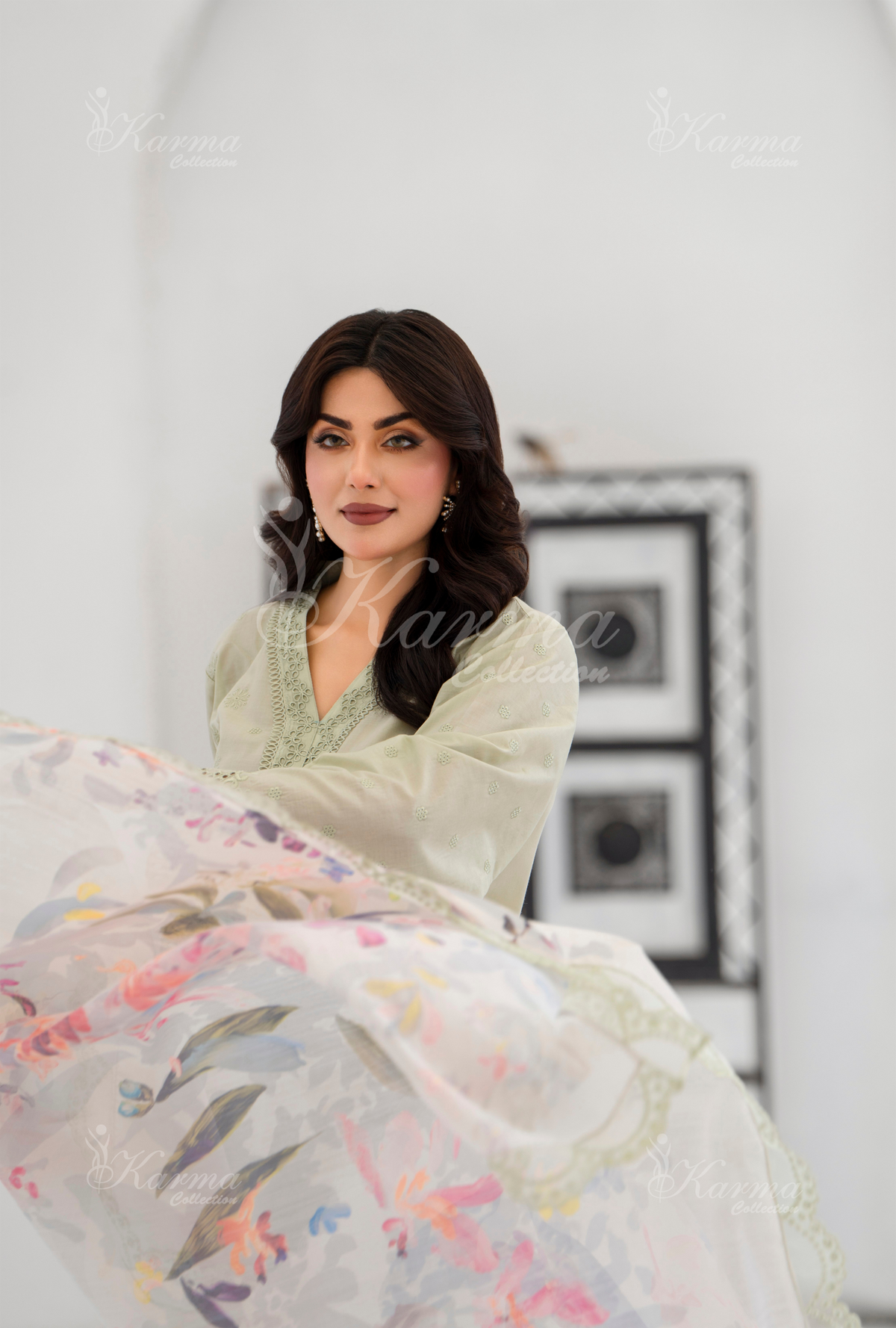 Afsana By KARMA COLLECTION (1386) Glacial GreenChikankari Edit Latest Volume Causal 3 piece Suit