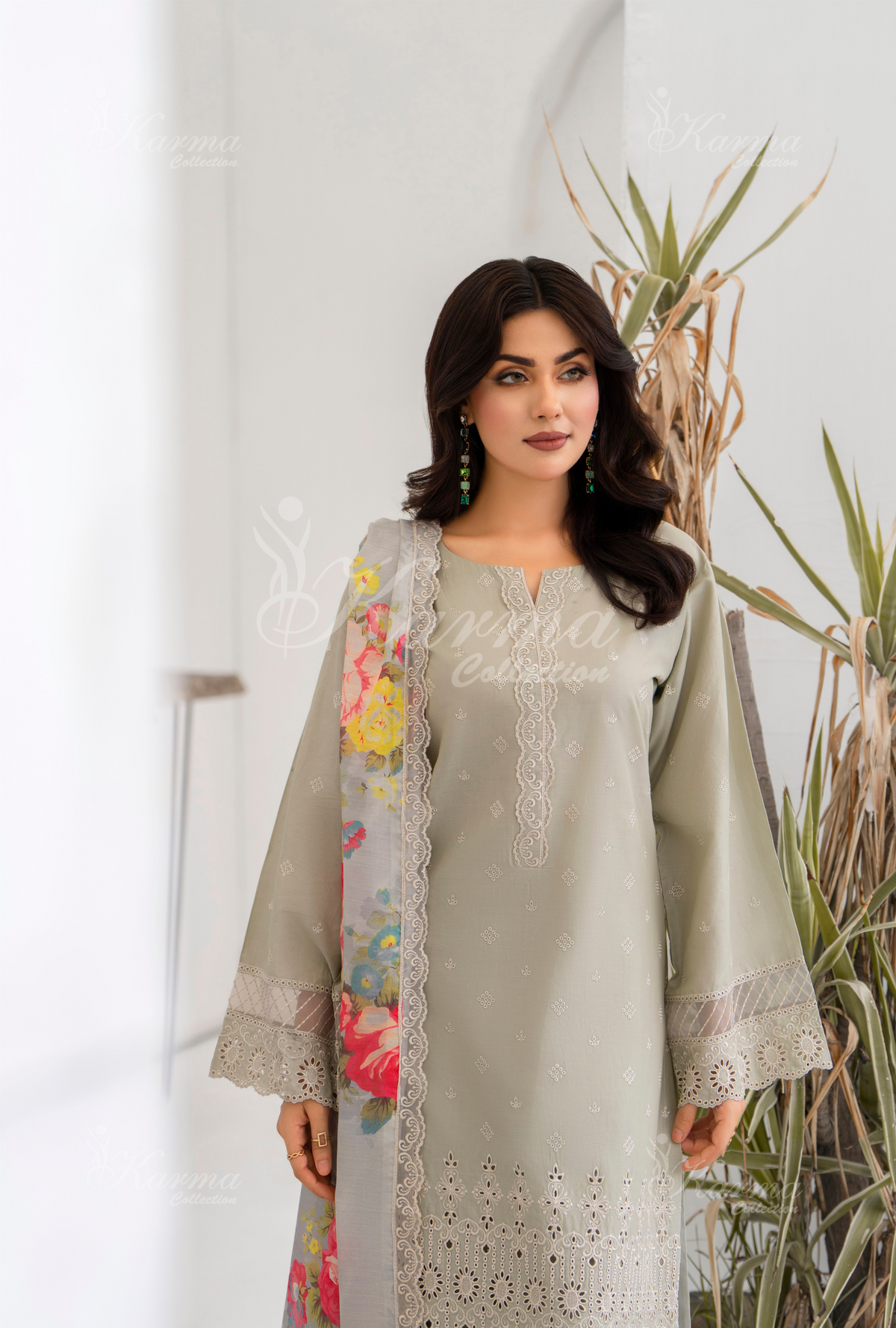 Afsana By KARMA COLLECTION (1387) Pistachio LuxuryChikankari Edit Latest Volume Causal 3 piece Suit