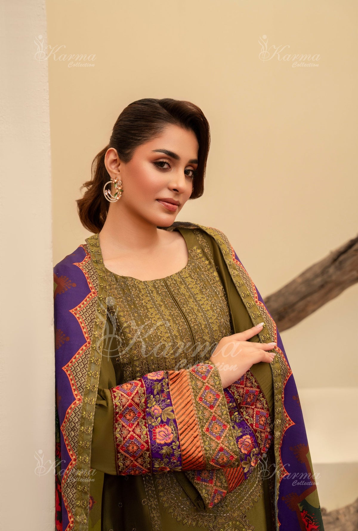 Karma Collection Winter 2024 Aangan II KC-1410 | OLIVE