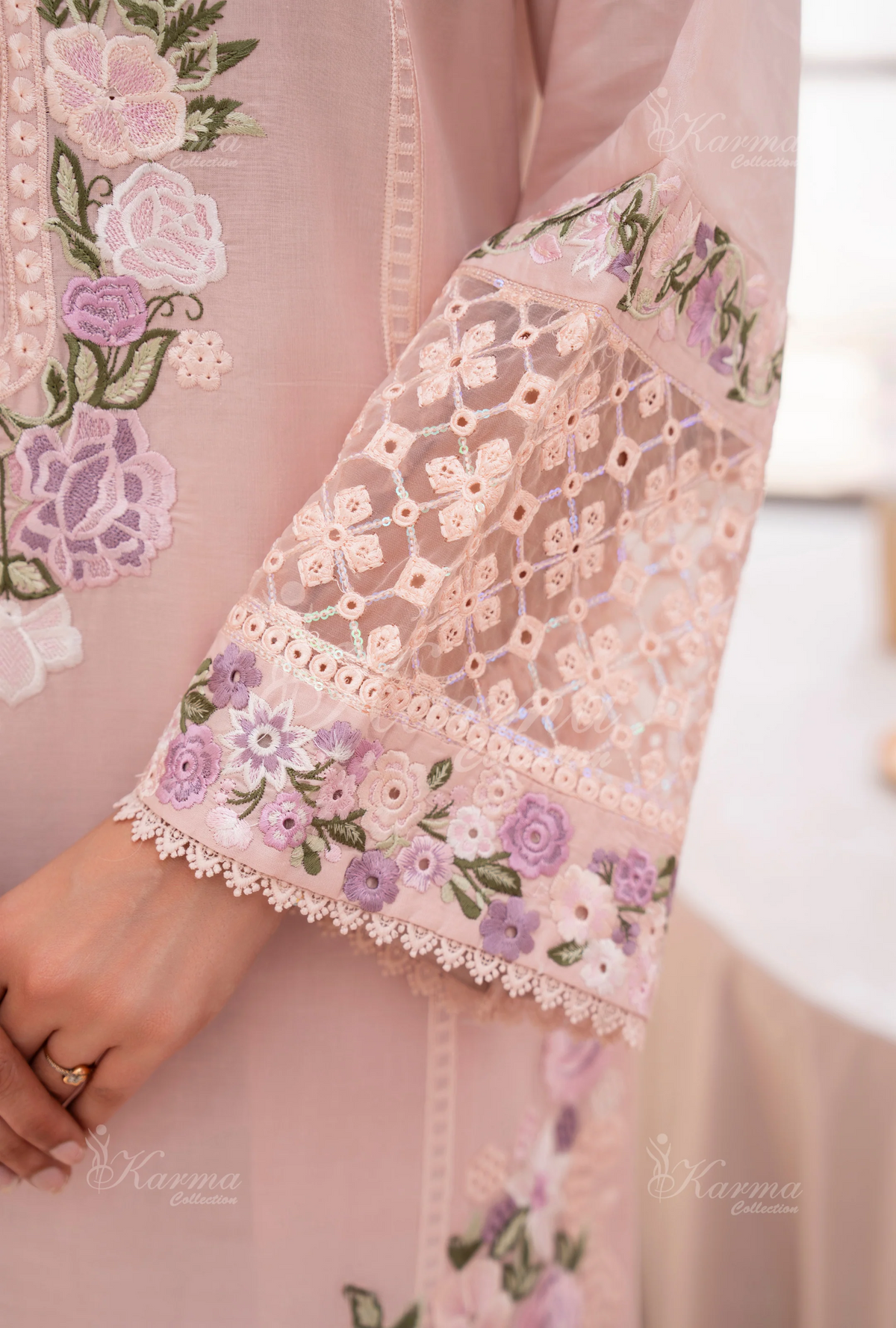 Eid Outfits By Karma CollectionPASTEL BLUSH PINK SKU:KC-1478