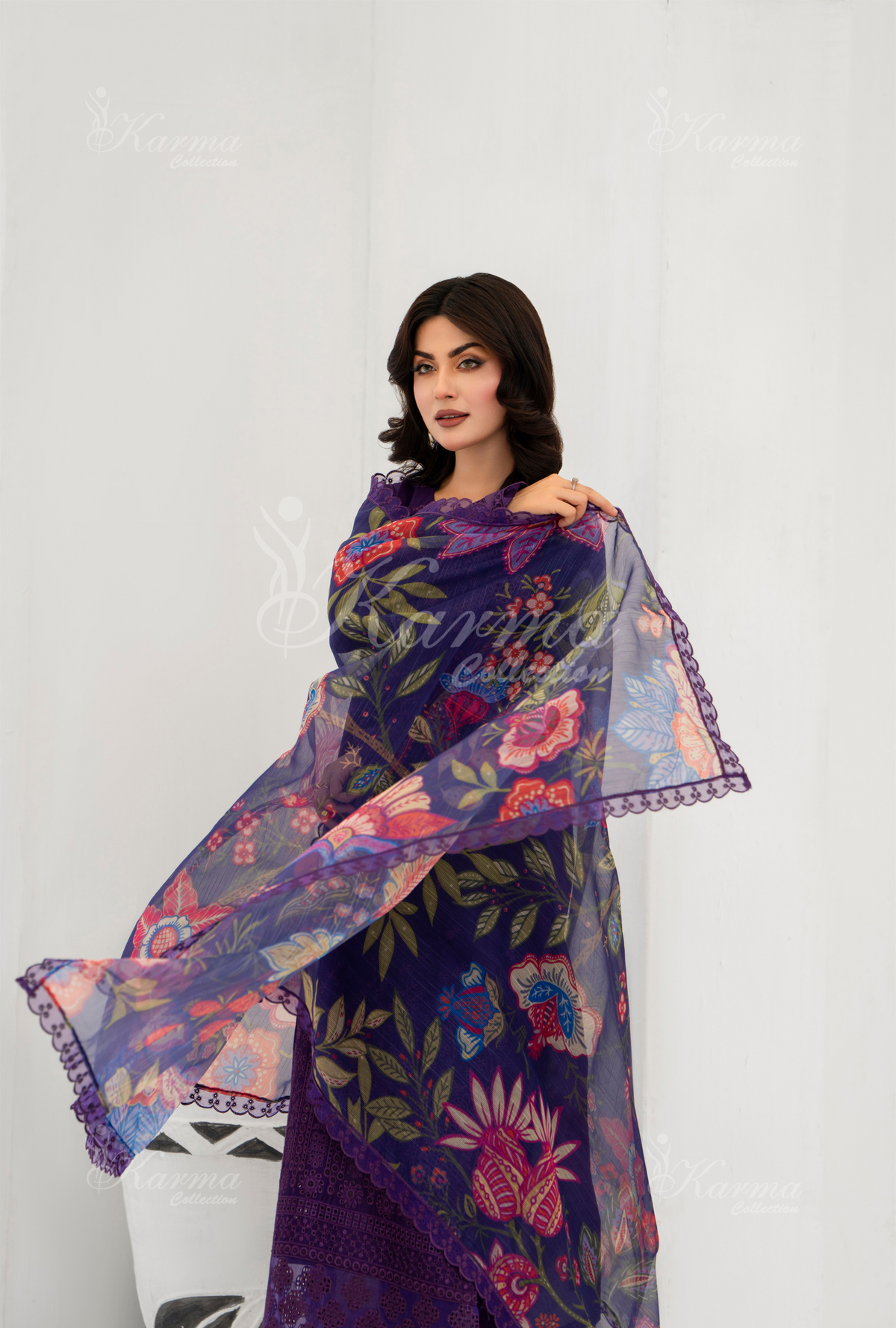 Afsana By KARMA COLLECTION (1391) Plum Chikankari Edit Latest Volume Causal 3 piece Suit