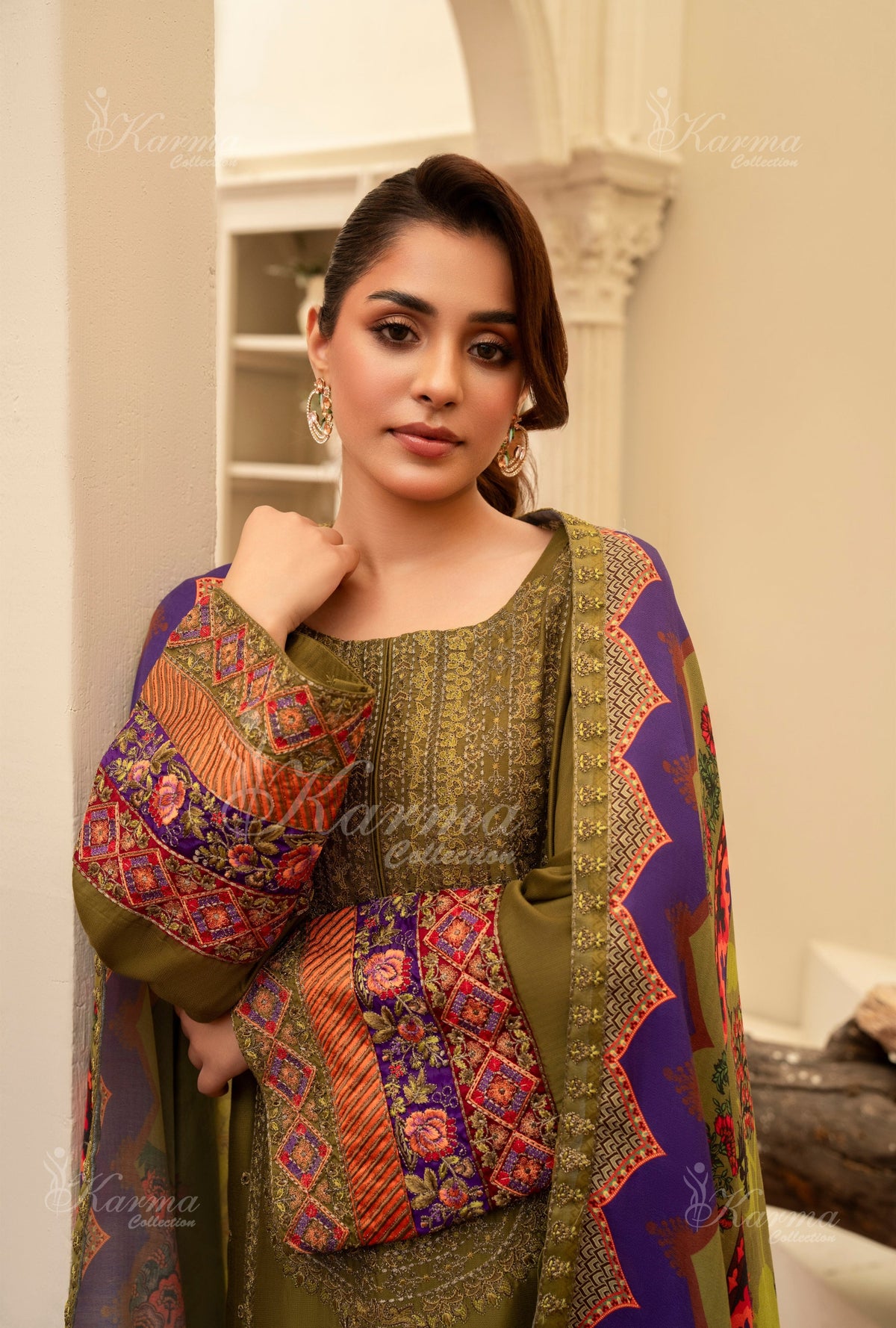 Karma Collection Winter 2024 Aangan II KC-1410 | OLIVE