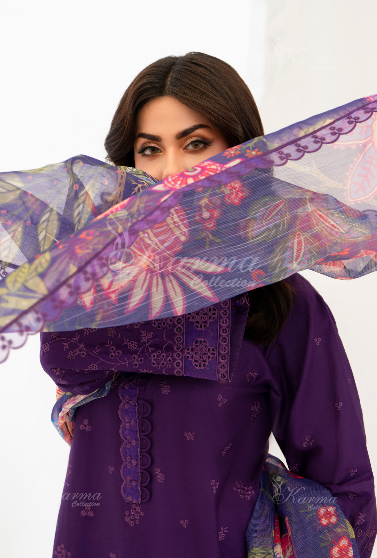 Afsana By KARMA COLLECTION (1391) Plum Chikankari Edit Latest Volume Causal 3 piece Suit