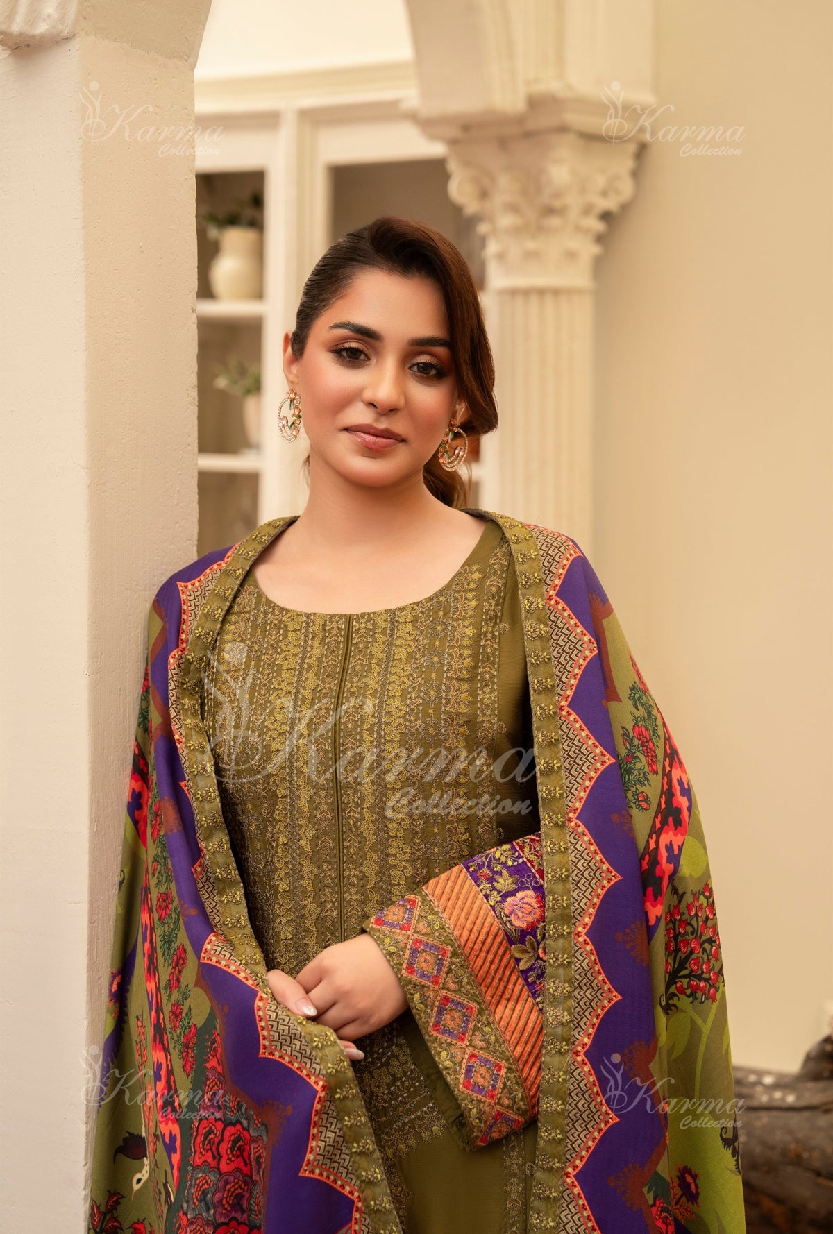 Karma Collection Winter 2024 Aangan II KC-1410 | OLIVE