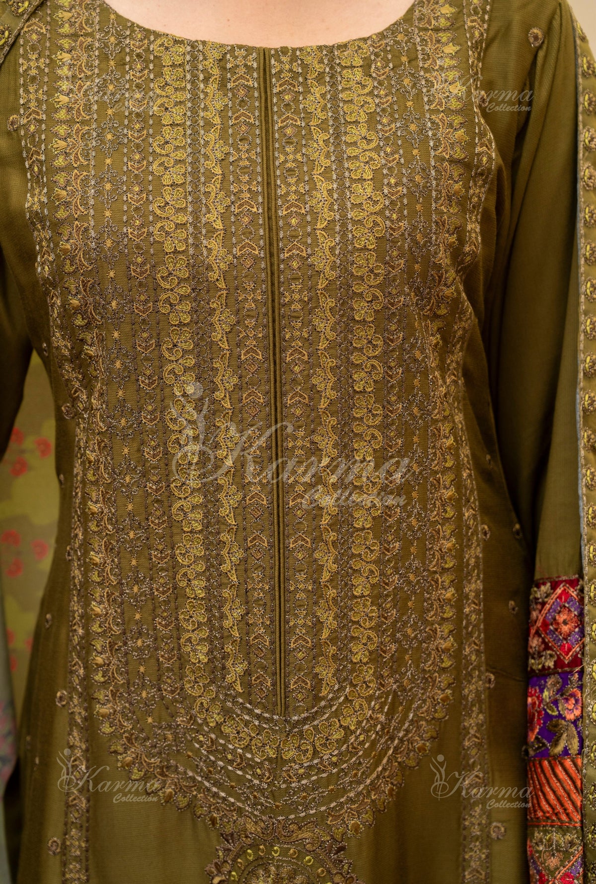 Karma Collection Winter 2024 Aangan II KC-1410 | OLIVE