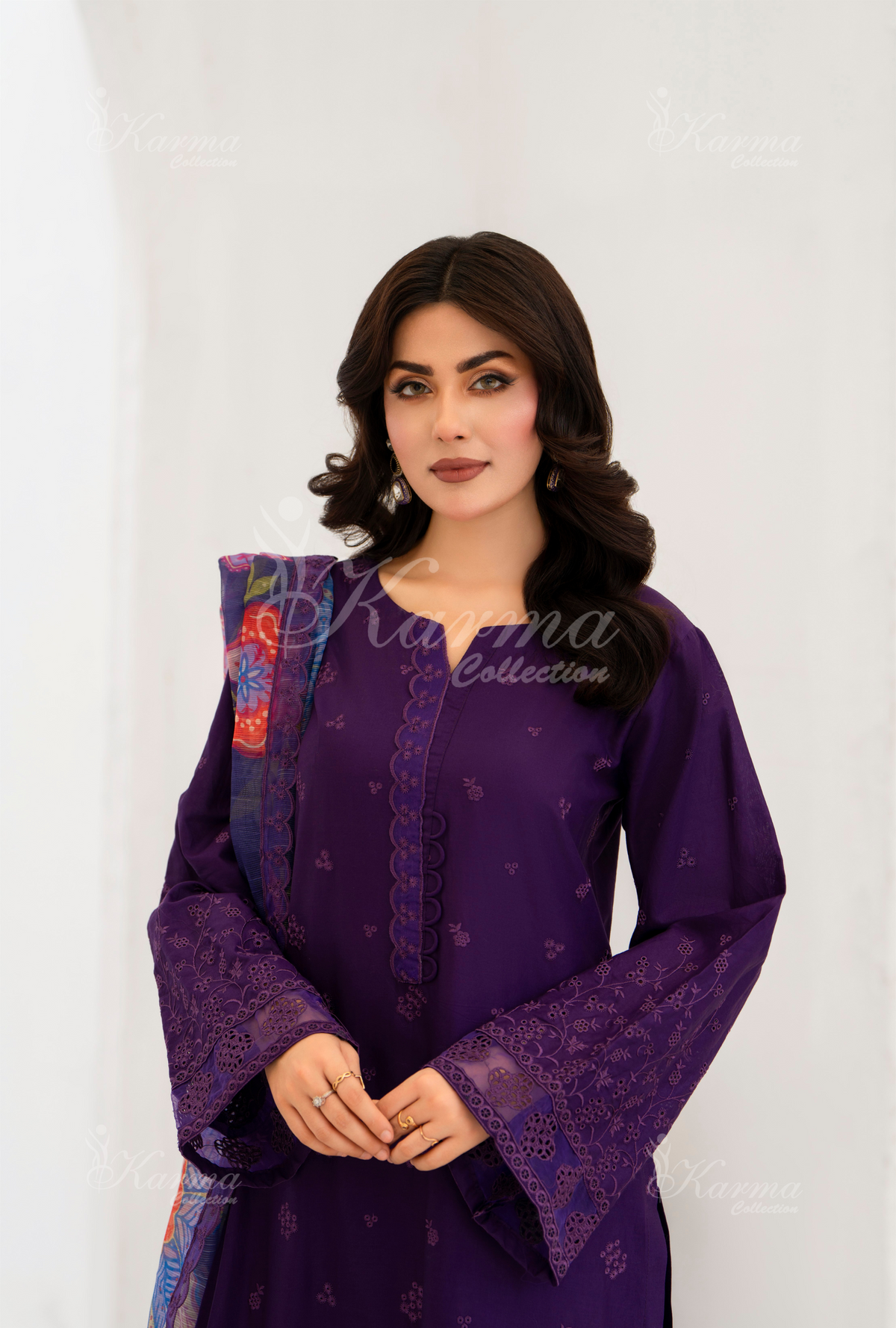 Afsana By KARMA COLLECTION (1391) Plum Chikankari Edit Latest Volume Causal 3 piece Suit