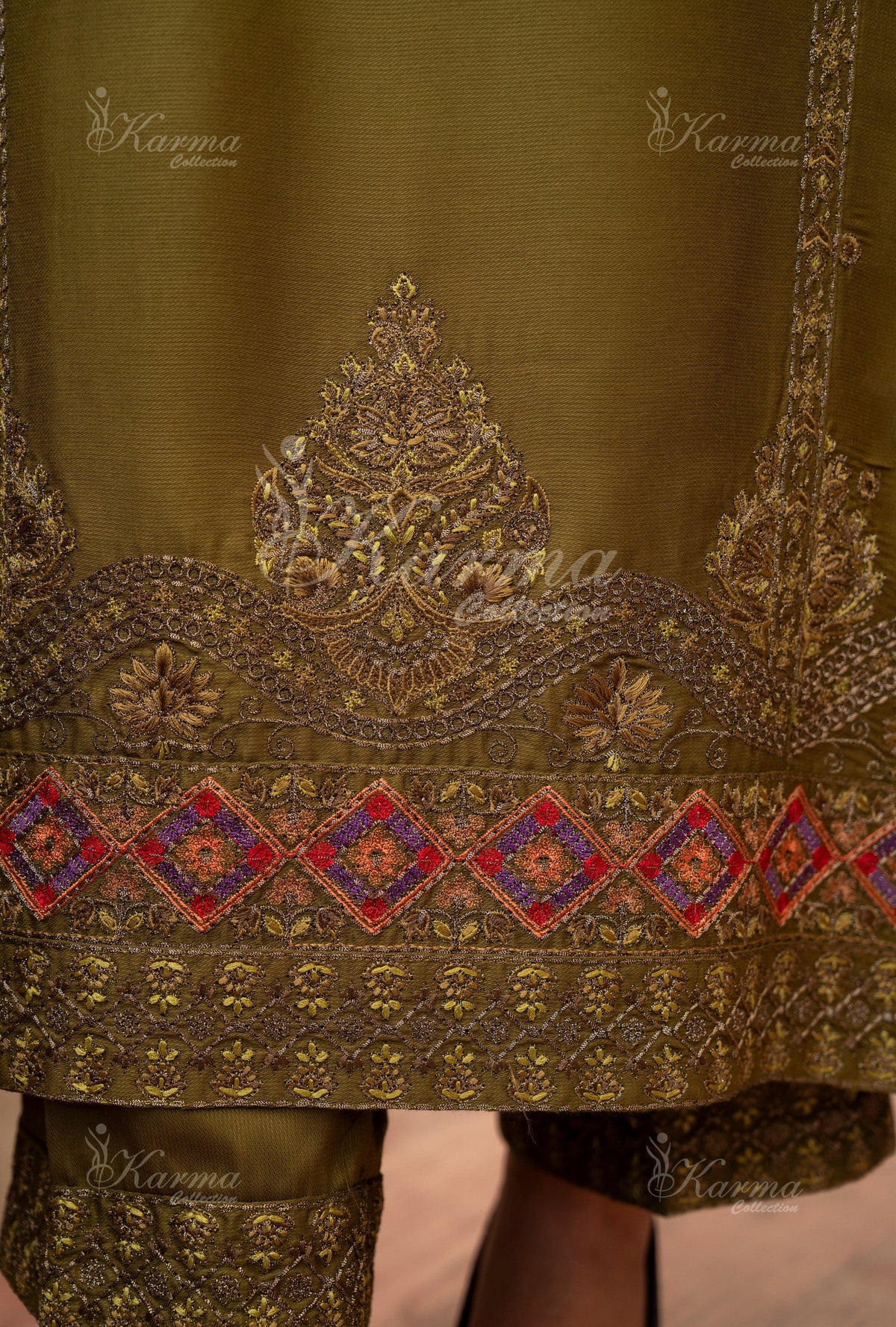 Karma Collection Winter 2024 Aangan II KC-1410 | OLIVE