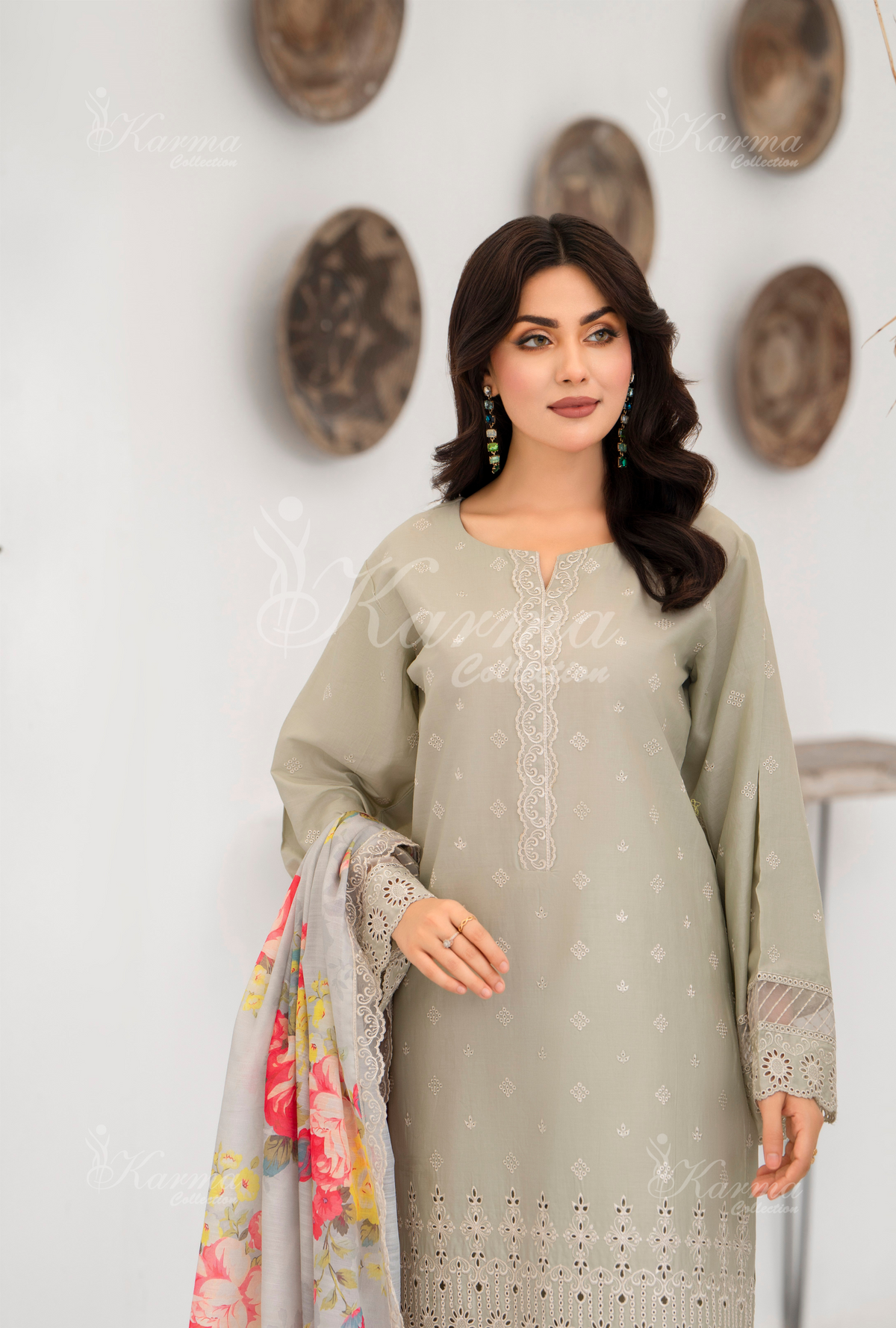 Afsana By KARMA COLLECTION (1387) Pistachio LuxuryChikankari Edit Latest Volume Causal 3 piece Suit