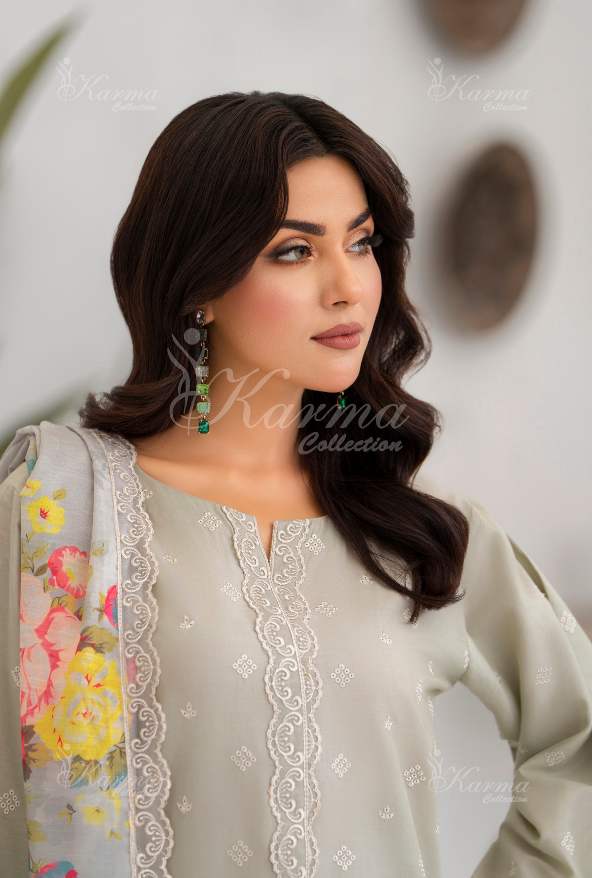 Afsana By KARMA COLLECTION (1387) Pistachio LuxuryChikankari Edit Latest Volume Causal 3 piece Suit