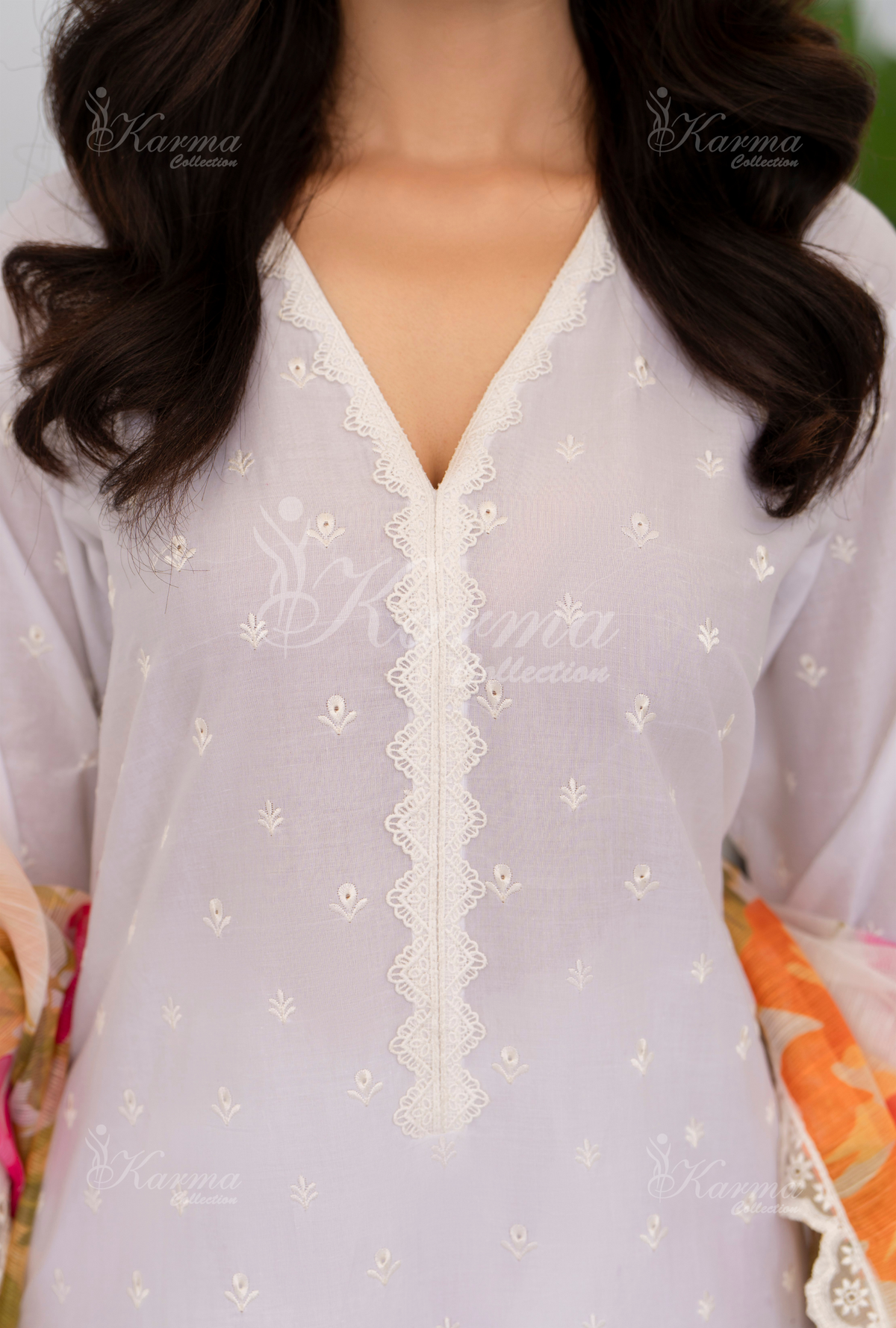Afsana By KARMA COLLECTION (1392) WhiteChikankari Edit Latest Volume Causal 3 piece Suit