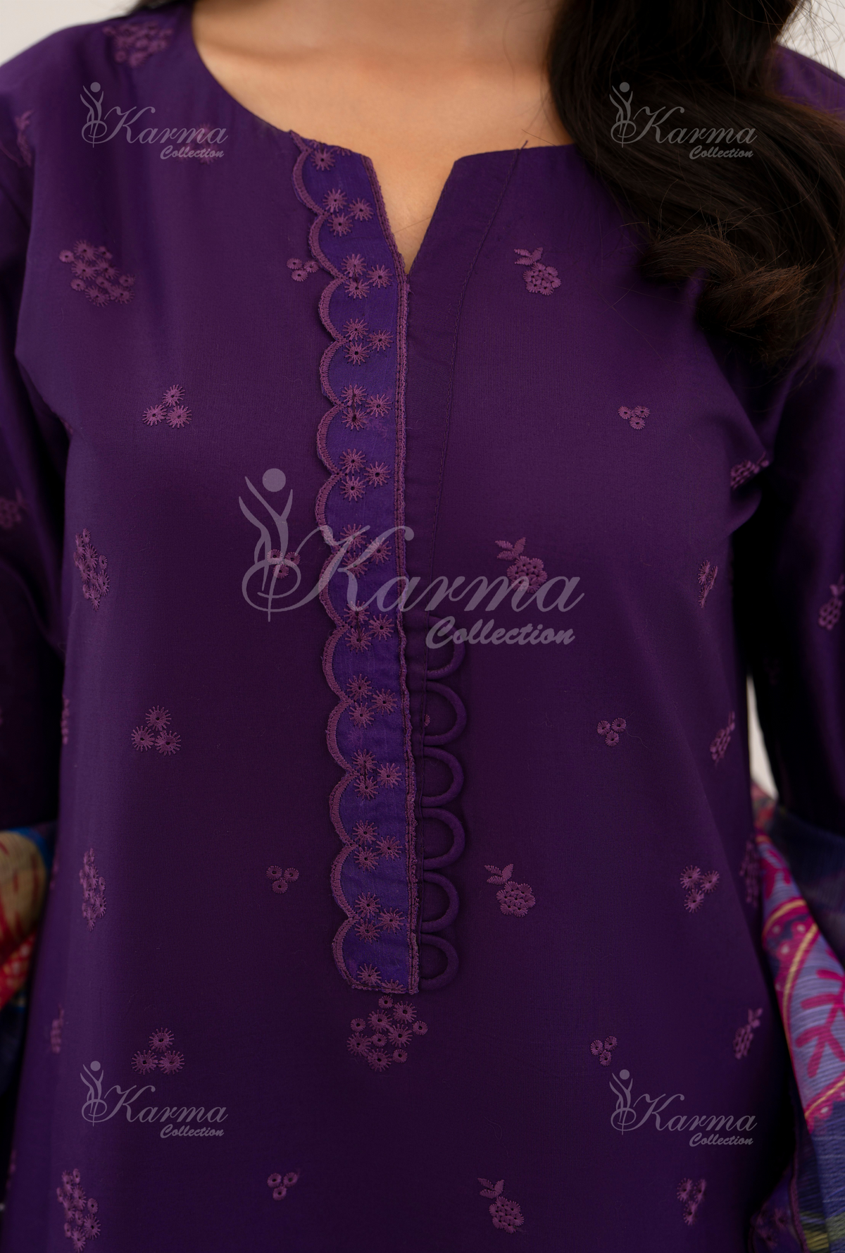 Afsana By KARMA COLLECTION (1391) Plum Chikankari Edit Latest Volume Causal 3 piece Suit
