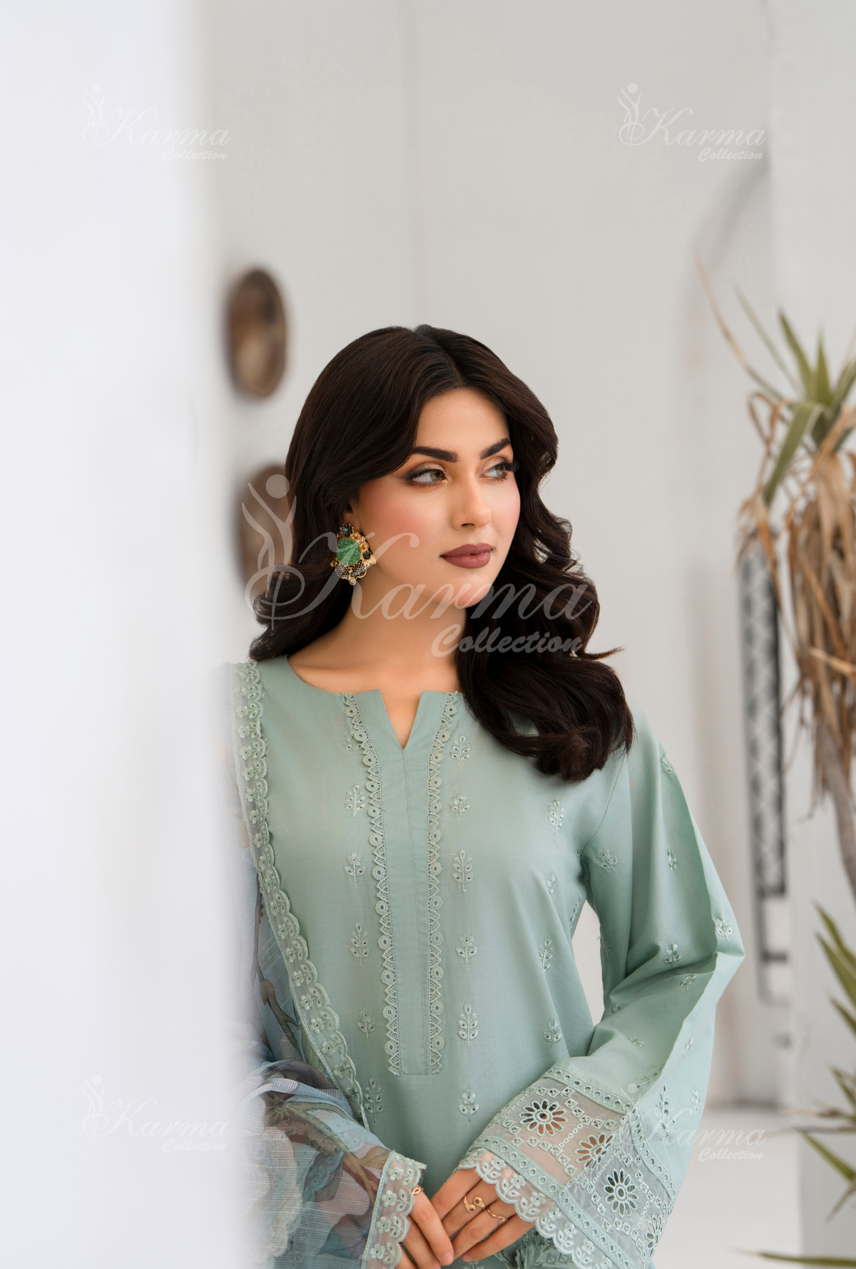 Afsana By KARMA COLLECTION (1394) Mint Blue Chikankari Edit Latest Volume 2