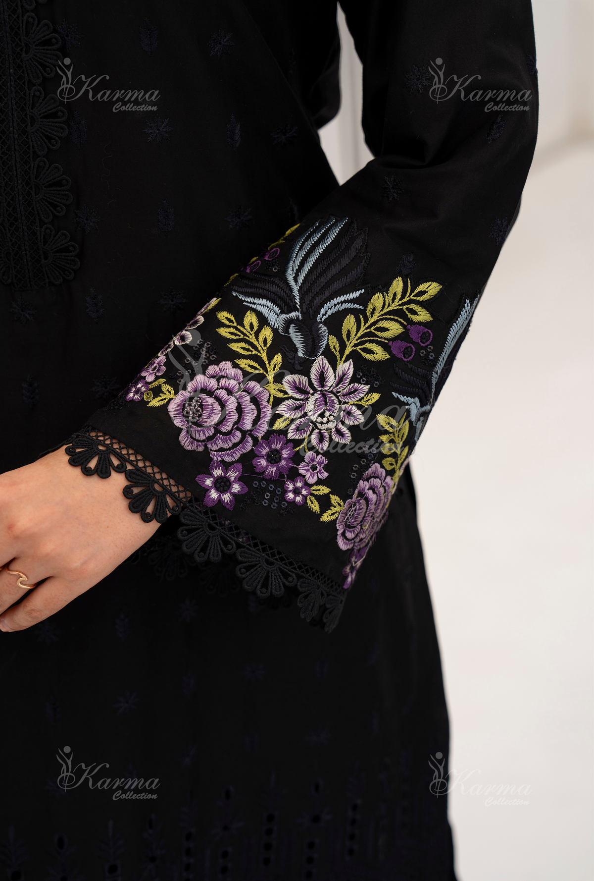 Afsana By KARMA COLLECTION (1389) Raven Black Chikankari Edit Latest Volume Causal 3 piece Suit