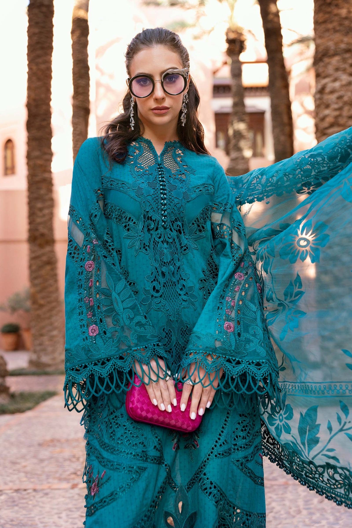maria b original 3 Piece Unstitched Embroidered Dobby Lawn Suit | D-2513-B