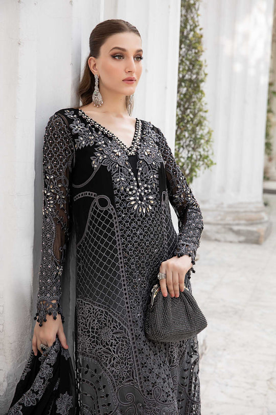 Maria B stitched Luxury Embroidered 3 Piece Chiffon inspired Suit | MPC-24-101
