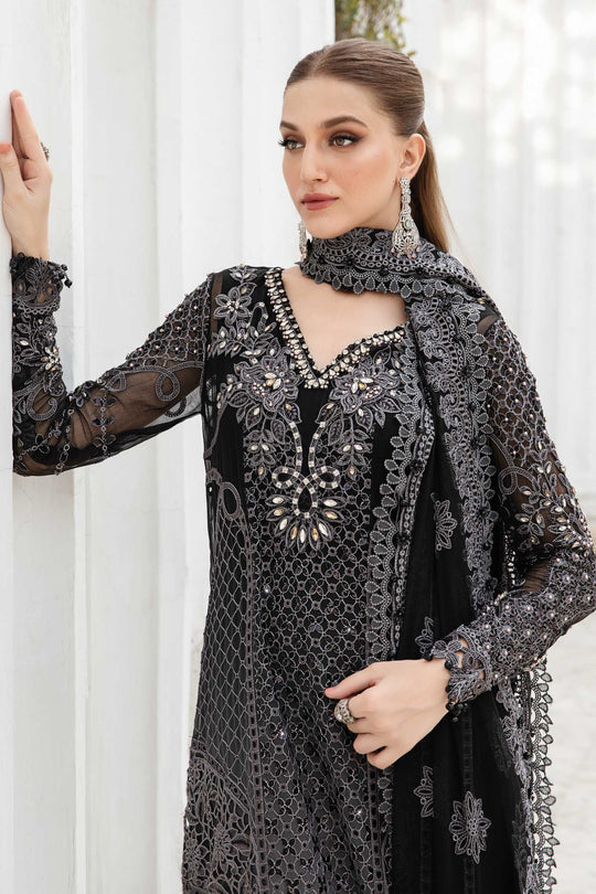 Maria B stitched Luxury Embroidered 3 Piece Chiffon inspired Suit | MPC-24-101