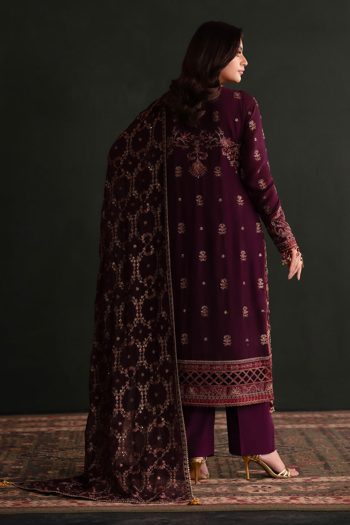 Jenan | Nooresha By Emaan Adeel | Embroidered 3 Piece Chiffon Suit Stitched | Eid 2025