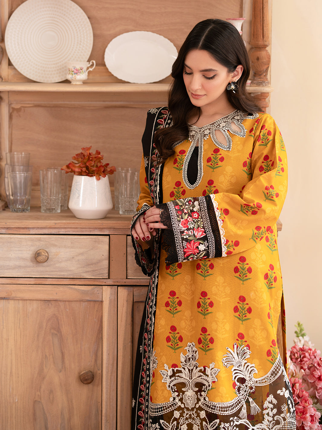 Leila By Mahnur Marigold | 3 PC Khaddar