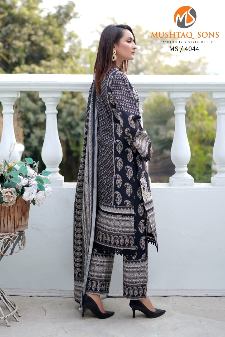 Stitched 3 Piece printed With Embroidered Winter khaddar Bana Dora Collection '24 MS 4044