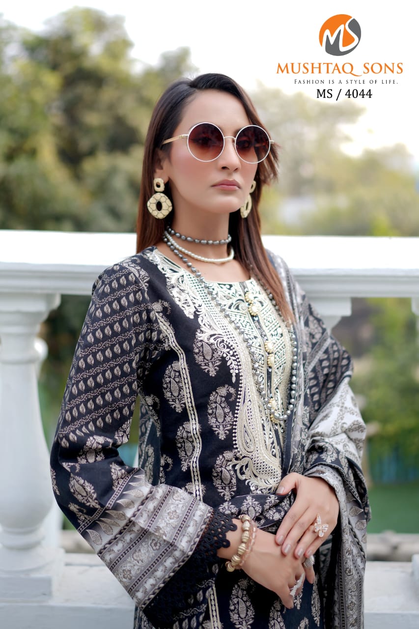 Stitched 3 Piece printed With Embroidered Winter khaddar Bana Dora Collection '24 MS 4044