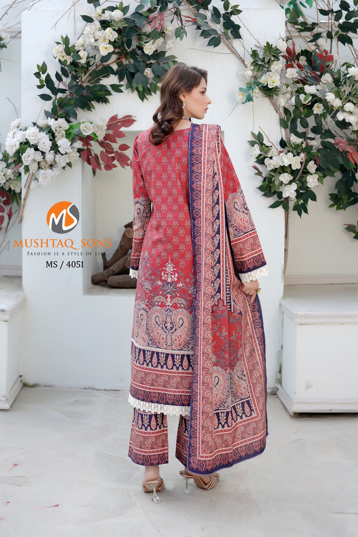 Stitched 3 Piece printed With Embroidered Winter khaddar Bana Dora Collection '24 MS 4051