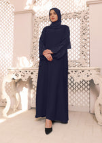 Premium Black Line Border Open Abaya