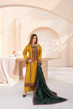 Winter Luxury 3 Piece Embroidered Mishaal Karma CollectionMUSTARD GOLD SKU:KC-1535