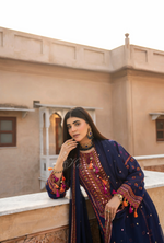 Chiffon 3 Piece Embroidered Hayat Karma Collection DARK SAPPHIRE F-495