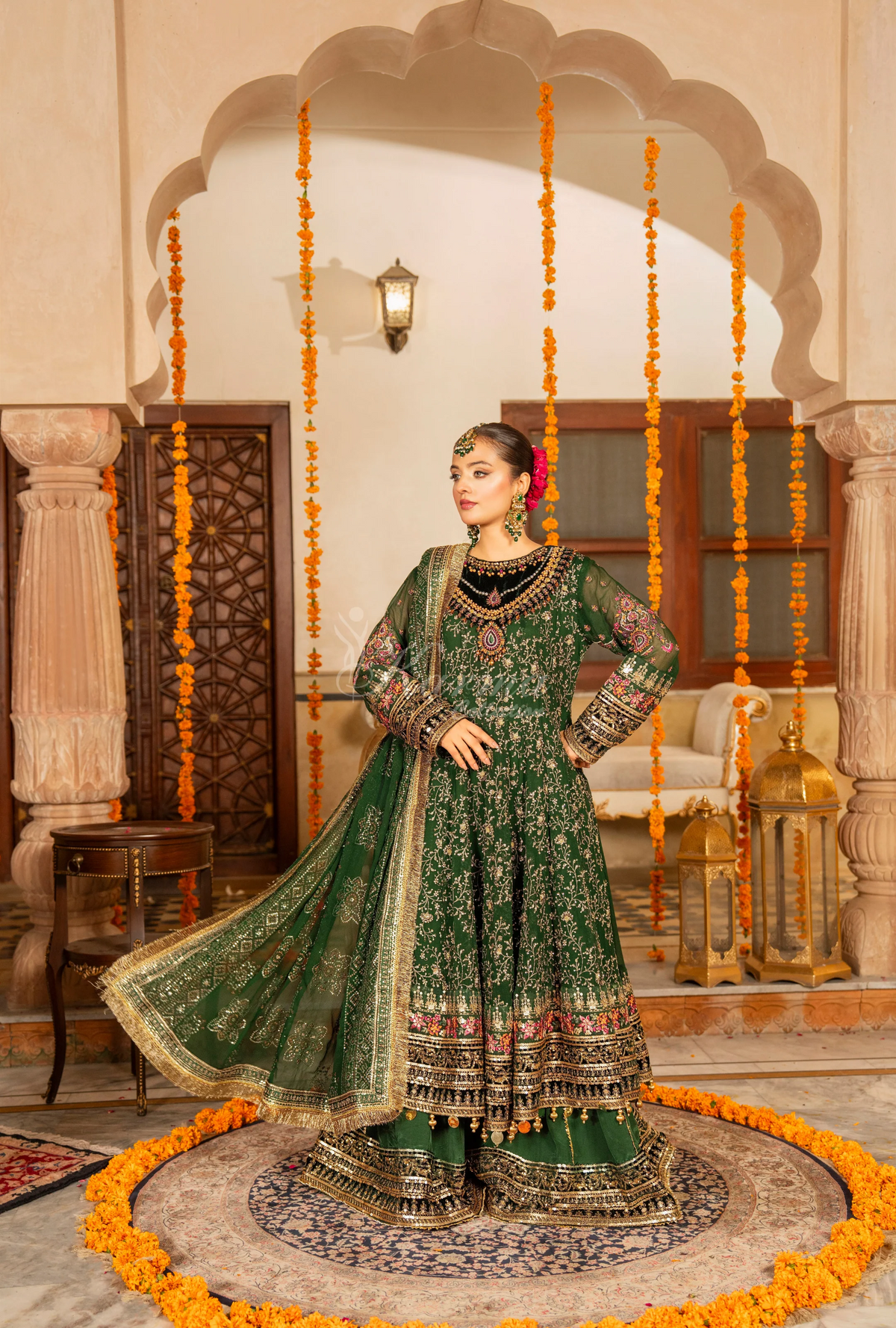 Festive Edit 2026 Karma Collection JAHAN-ARA KELLY GREEN F-499