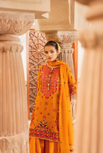 Chiffon 3 Piece Embroidered Hayat Karma Collection GOLDENROD F-492