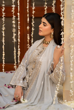 Chiffon 3 Piece Embroidered Hayat Karma Collection GLACIER BLUE F-496