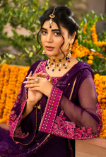 Chiffon 3 Piece Embroidered Hayat Karma Collection MAGENTA F-494