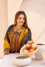 Winter Luxury 3 Piece Embroidered Mishaal Karma CollectionMUSTARD GOLD SKU:KC-1535