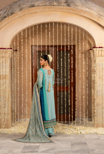 Festive Edit 2026 Karma Collection JAHAN-ARA BLACK SKY BLUE F-501