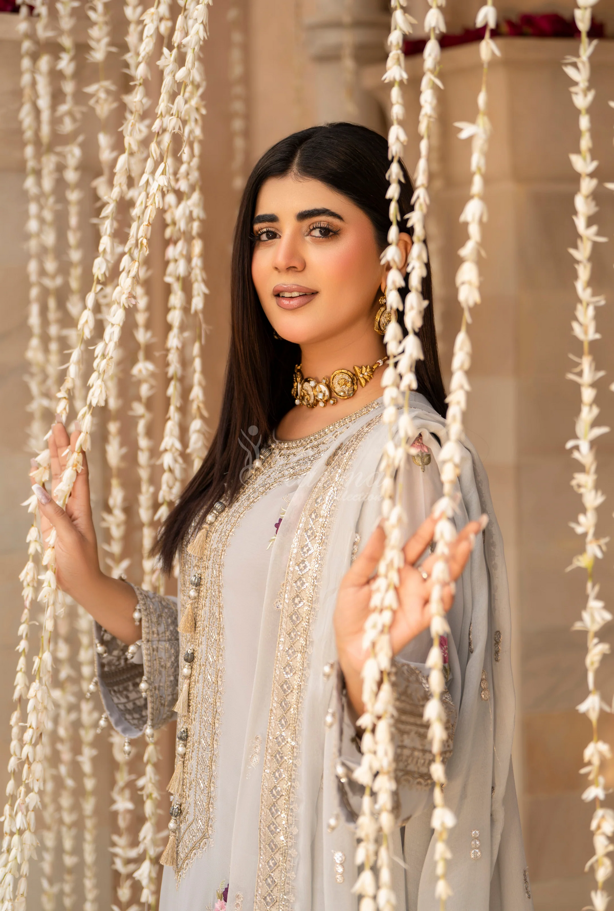 Chiffon 3 Piece Embroidered Hayat Karma Collection GLACIER BLUE F-496