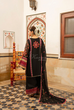 Chiffon 3 Piece Embroidered Hayat Karma Collection PITCH BLACK F-492