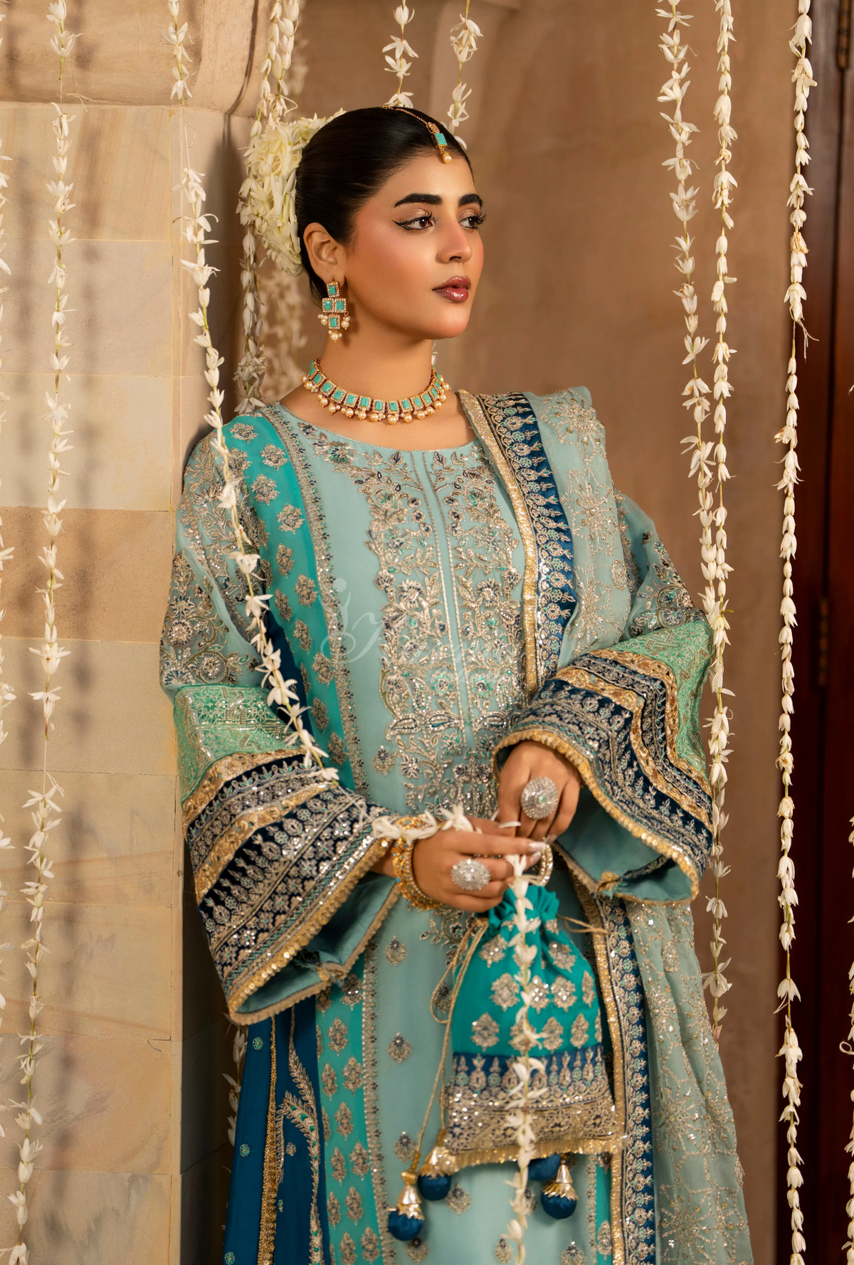 Festive Edit 2026 Karma Collection JAHAN-ARA BLACK SKY BLUE F-501