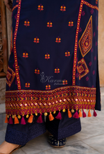 Chiffon 3 Piece Embroidered Hayat Karma Collection DARK SAPPHIRE F-495