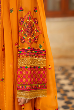 Chiffon 3 Piece Embroidered Hayat Karma Collection GOLDENROD F-492