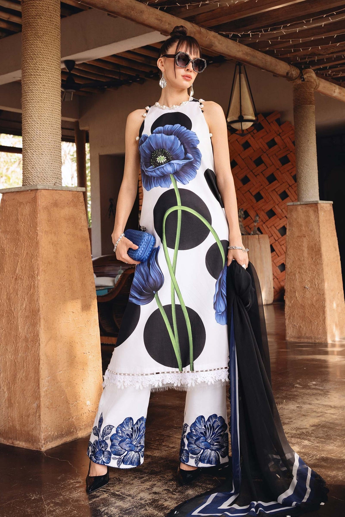 M Prints by Maria B Stitched Lawn 3 Piece Suit D-13 A - Summer Collection