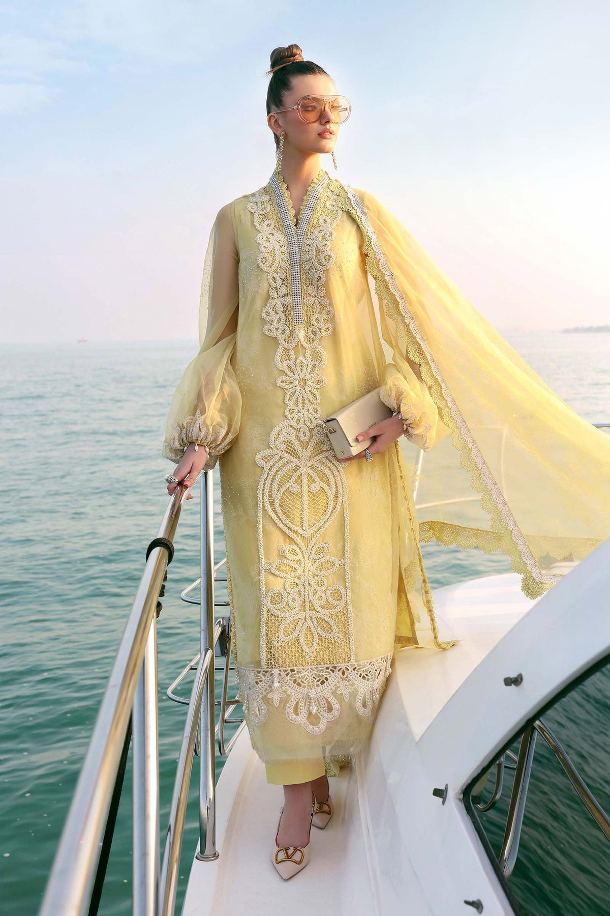 Maria B Stitched Embroidered Luxury Lawn 3 Piece Suit D-2604-A- Eid Collection