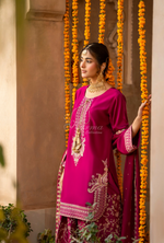 Chiffon 3 Piece Embroidered Hayat Karma Collection BOTTLE GREEN F-493