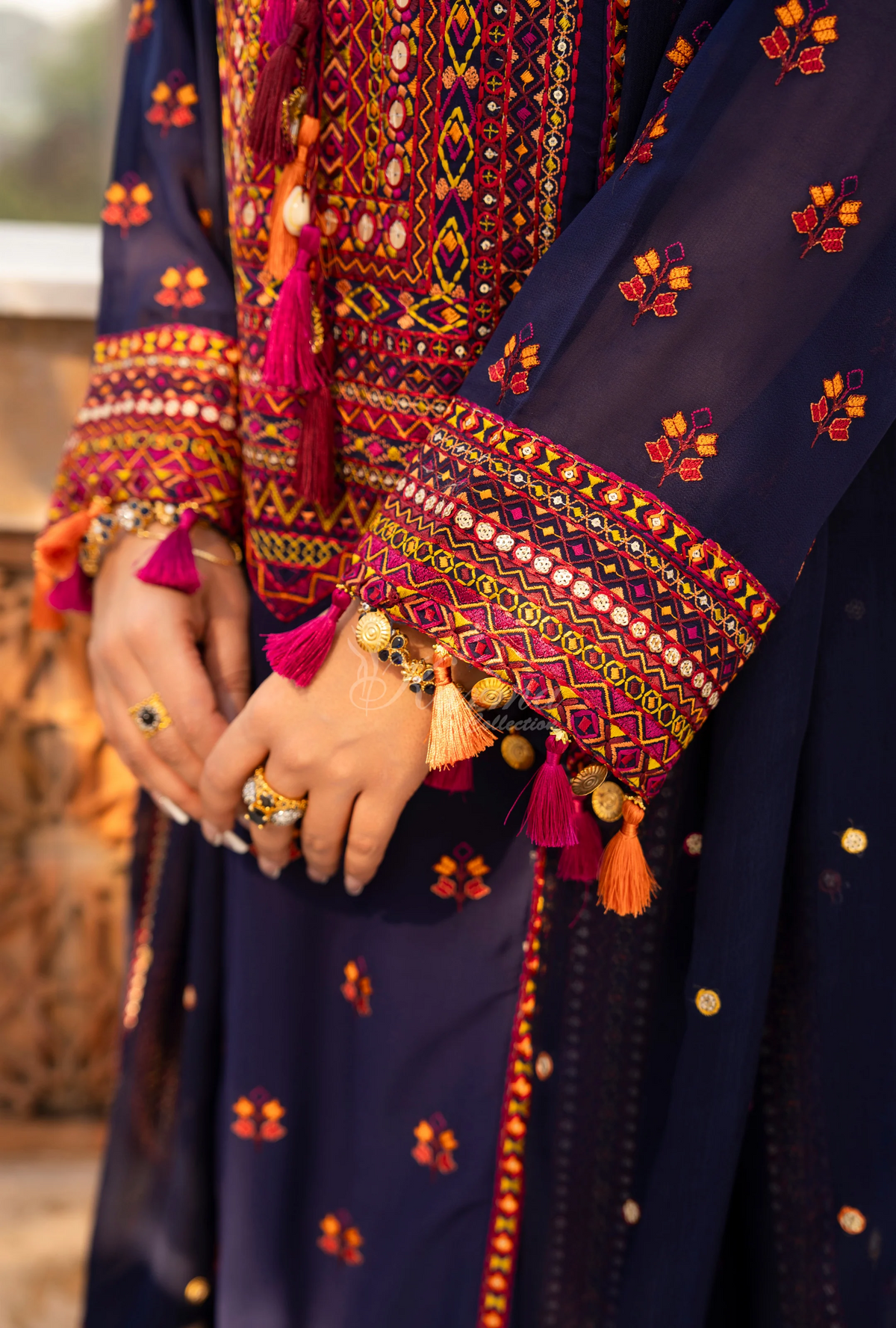 Chiffon 3 Piece Embroidered Hayat Karma Collection DARK SAPPHIRE F-495