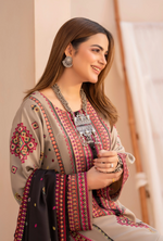 Winter Luxury 3 Piece Embroidered Mishaal Karma CollectionLIGHT OAT SKU:KC-1533