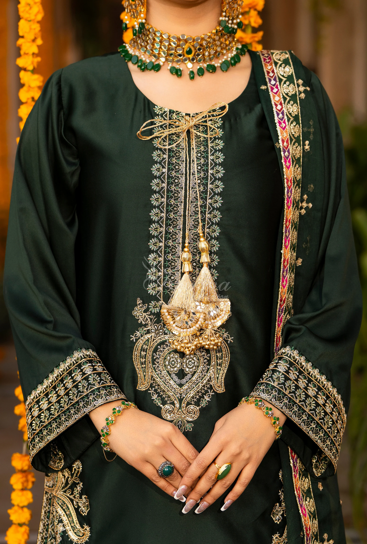 Chiffon 3 Piece Embroidered Hayat Karma Collection HOT ROSE F-493