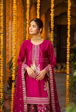 Chiffon 3 Piece Embroidered Hayat Karma Collection BOTTLE GREEN F-493