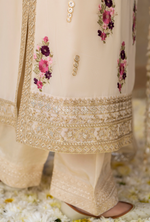 Chiffon 3 Piece Embroidered Hayat Karma Collection WARM IVORY F-496
