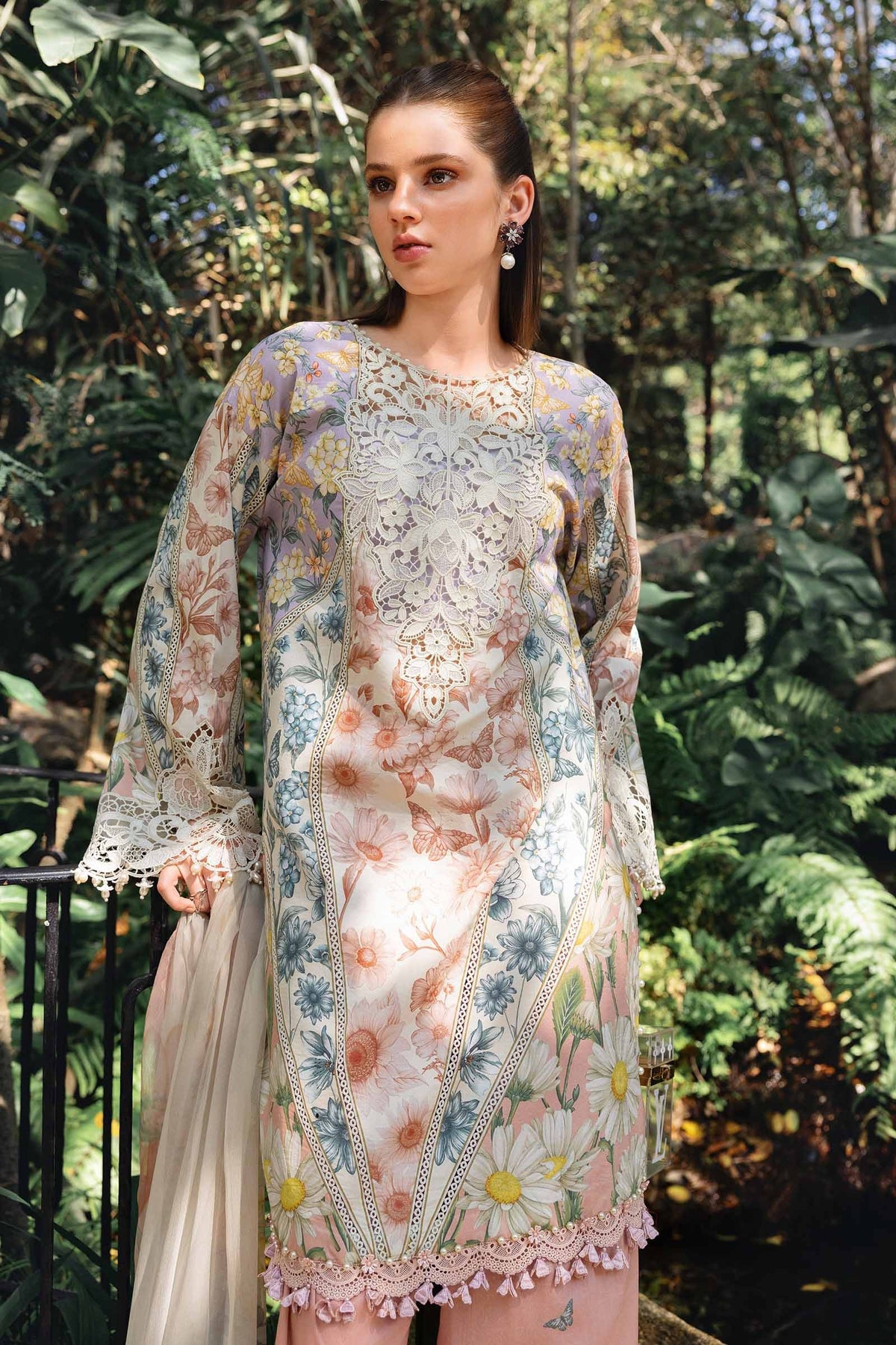 M Prints by Maria B Stitched Lawn 3 Piece Suit D-10 B - Summer Collection
